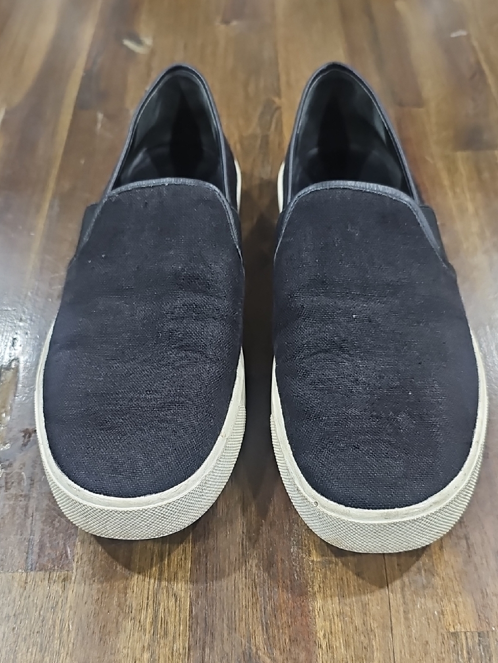 Vince Black Preston Linen Slip-On Sneaker